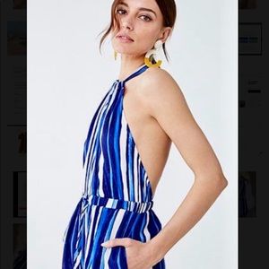 New Forever 21 halter Jumpsuit Blue and white